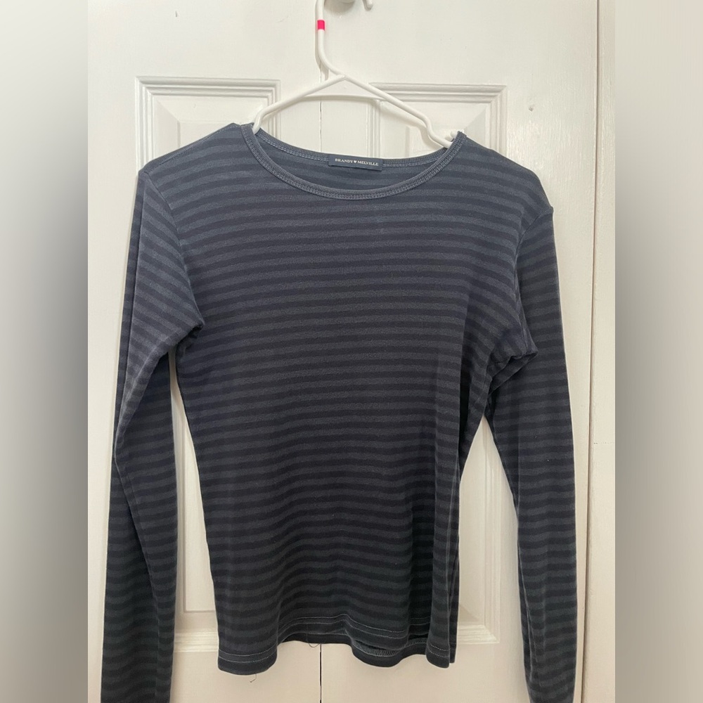Brandy Melville blue and black striped long sleeve vintage shirt